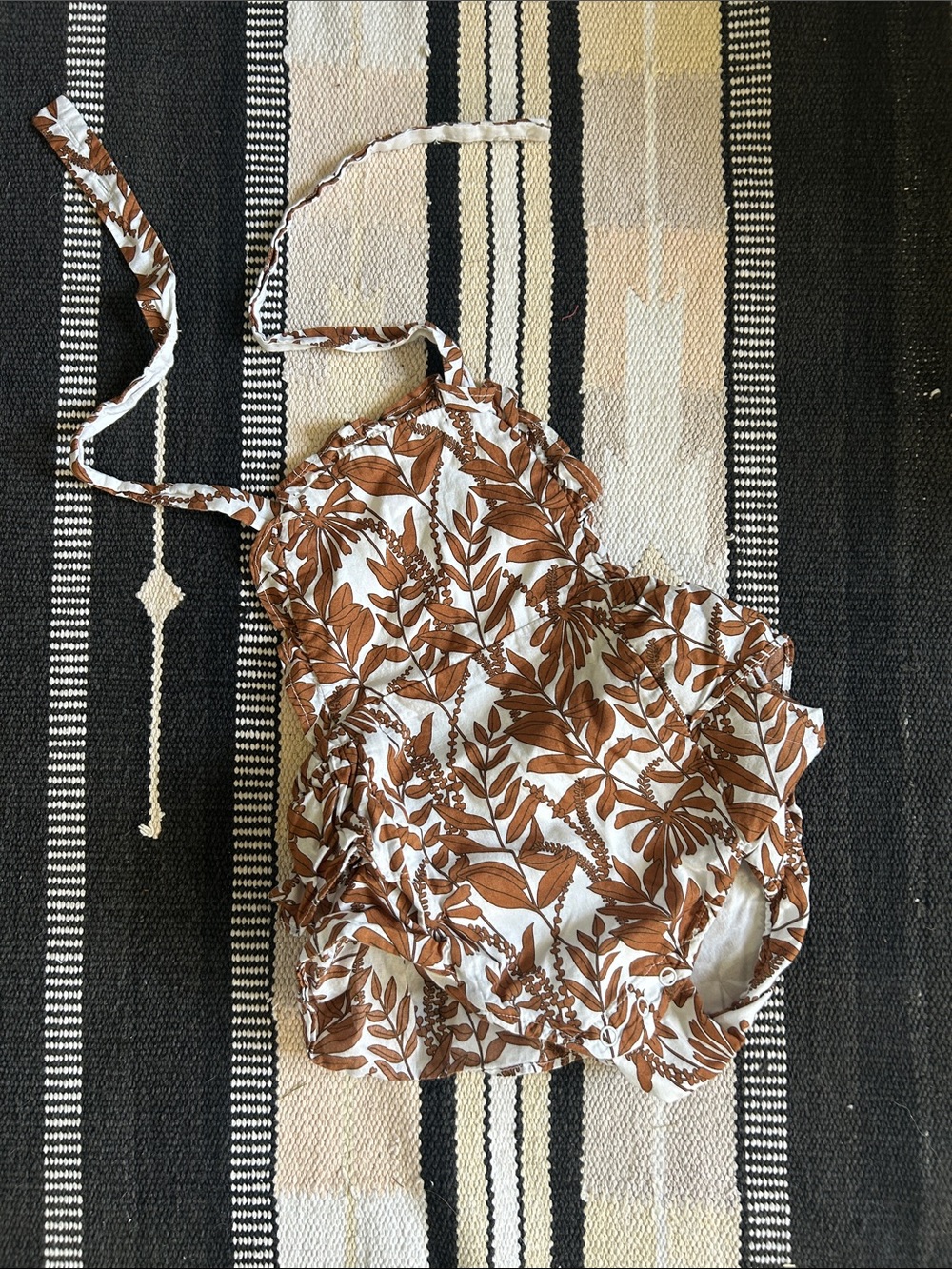 Janie and Jack Brown Leaf Ruffle Romper